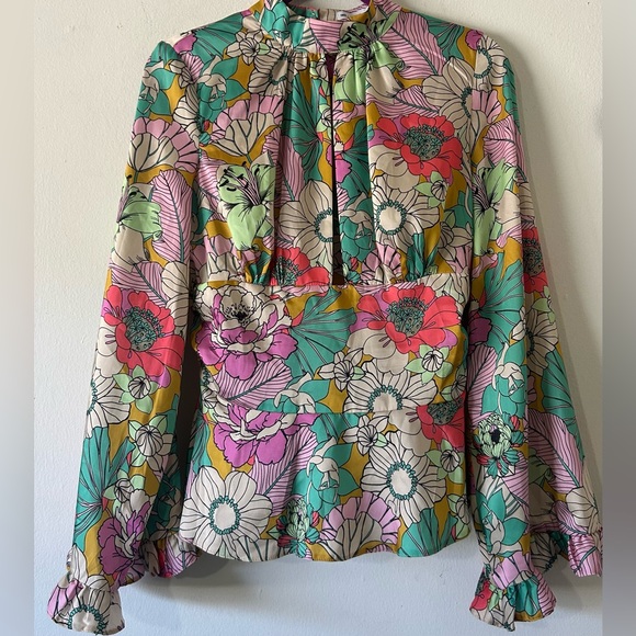 ASOS Tops - ASOS Multicolor Floral Hippie Dippy Blouse with Bell Sleeves